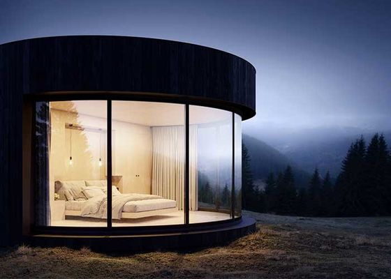 Modulare Leichtstahl-Fertighäuser, runde Fertighäuser, Hotelmodule mit Kuppel