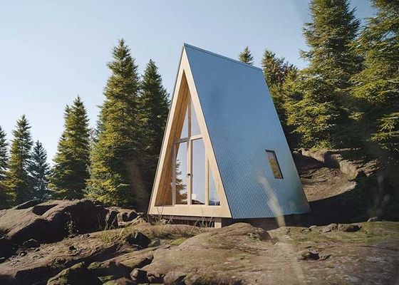 Fertighaus mit A-Rahmen, Leichtstahl-Hotelmodul, winziges Gebäude, Holzhütte für den Urlaub