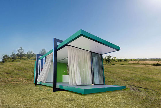 ICC ES Leichtmetall Stahlrahmen Vorgefertigte Überwasserbungalows Garten/Hof Studio