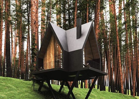 Luxus-Ferienhütte. Modulares Zuhause und vorgefertigte Blockhütte.