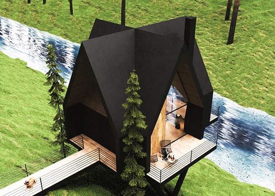 Fertighaus-Luxushütte mit hellem Stahlrahmen, modulares Zuhause für Airbnb