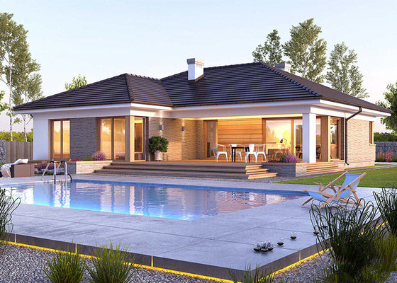 AS / NZS / USA Leichtstahlrahmen Modularer Vorgefertigtes Haus Kits Villa