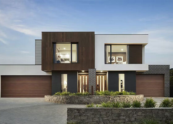 China Prefab Stahlrahmen-Paneelhaus-Bausätze 40 Fuß Sandwichpaneel Wasserdichte Luxusvillen