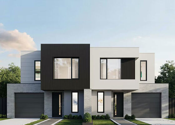 China Prefab Stahlrahmen-Paneelhaus-Bausätze 40 Fuß Sandwichpaneel Wasserdichte Luxusvillen