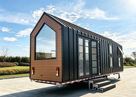 Light Steel Frame Prefab Tiny Mobile Home For Sale | Ready To Ship Luxury A-Frame Cabin