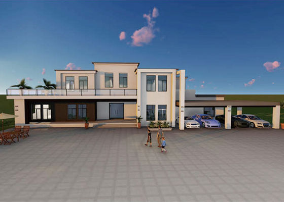 Garten-Terrassen-Grün-Fertighaus steuert doppelstöckiges abgetrenntes Fertighaus-helles Stahlrahmen-Haus automatisch an